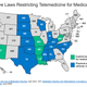 Map of 19 States Have Policies that Restrict Telemedicine for Medication Abortion